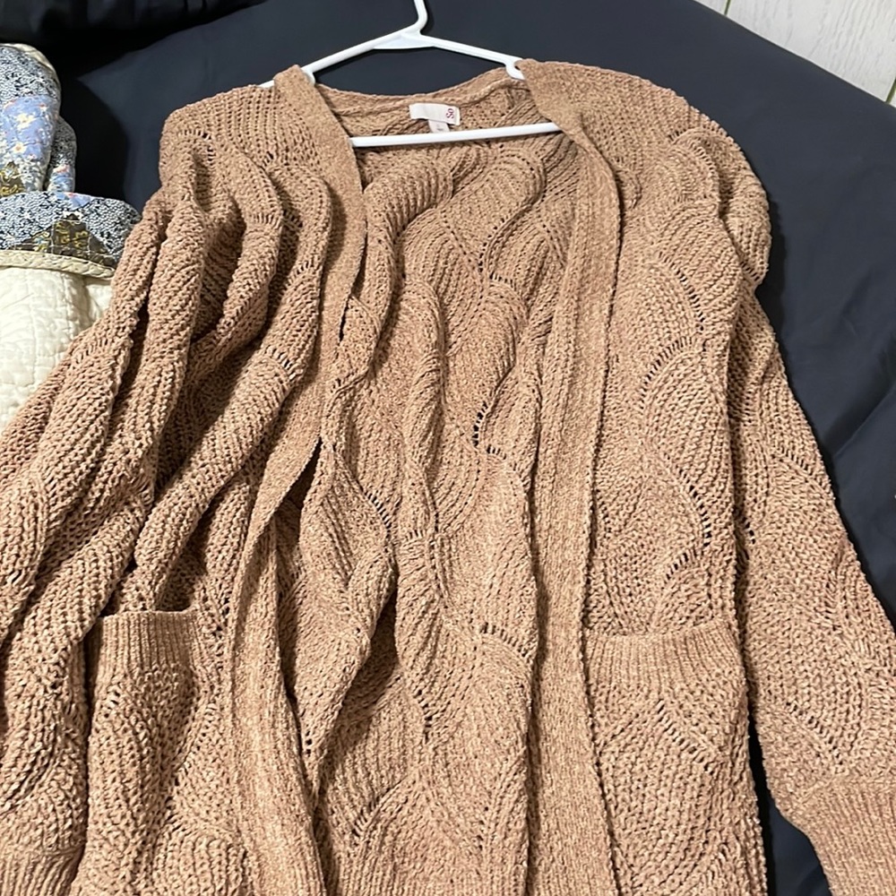 tan comfy cardigan size large